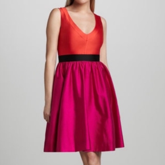 kate spade Dresses & Skirts - Kate Spade Orange Pink Fit & Flare Silk No…